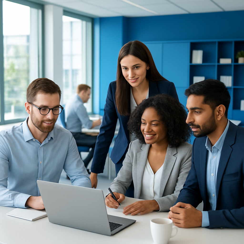 Professional business team working together
